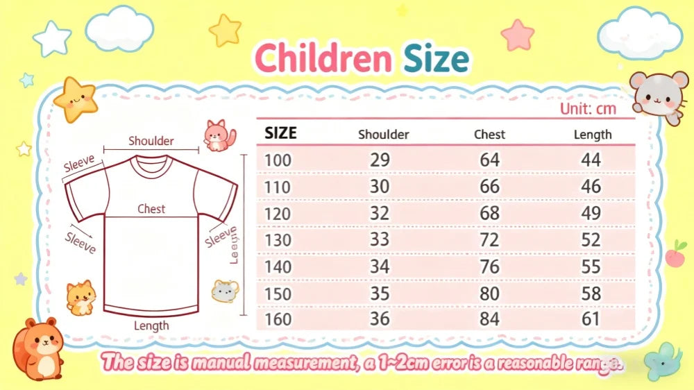Summer Suit for Girl Fashion K-Pop Cartoon Girl Print Kids Set Outdoor Casual Streetwear Short Sleeves Teen Girl Clothes Suit