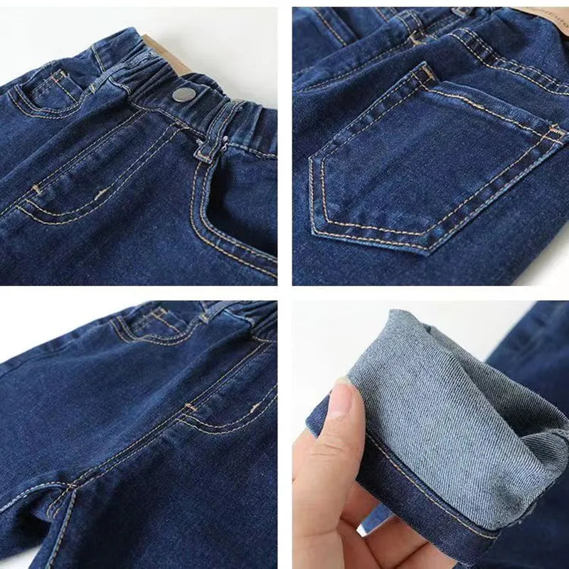 Kids Boys Jeans 2023 Spring And Autumn New Fashionable Elastic Children's Clothing Boys Loose Thin Denim Long Pants