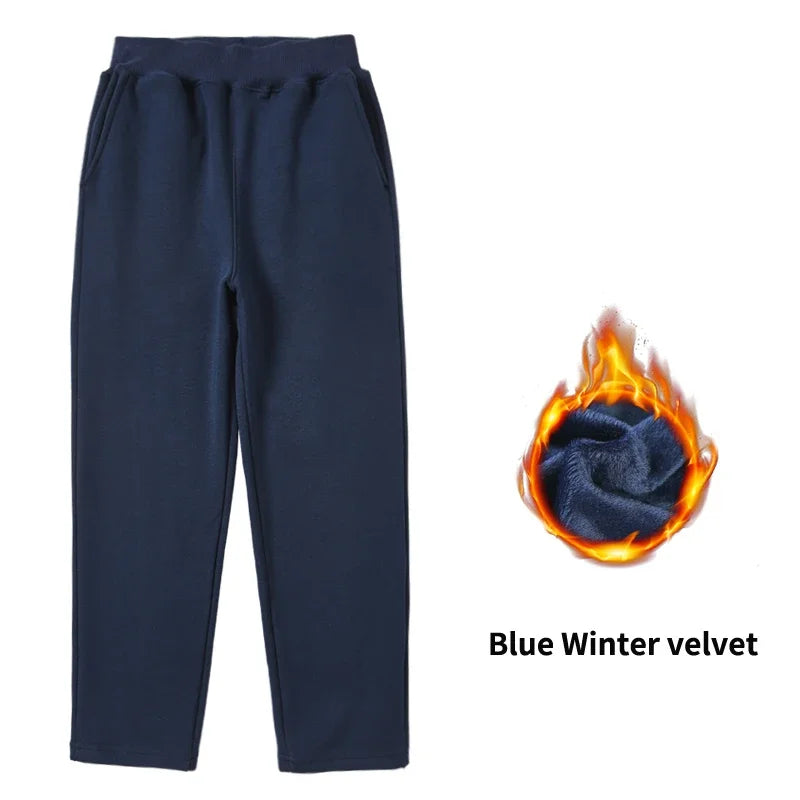 Autumn Winter Kids Teenage Boys Casual Sport Pants Fleece Trousers Jogger Pant for Children Loose Sweatpant Warm Boys Clothes