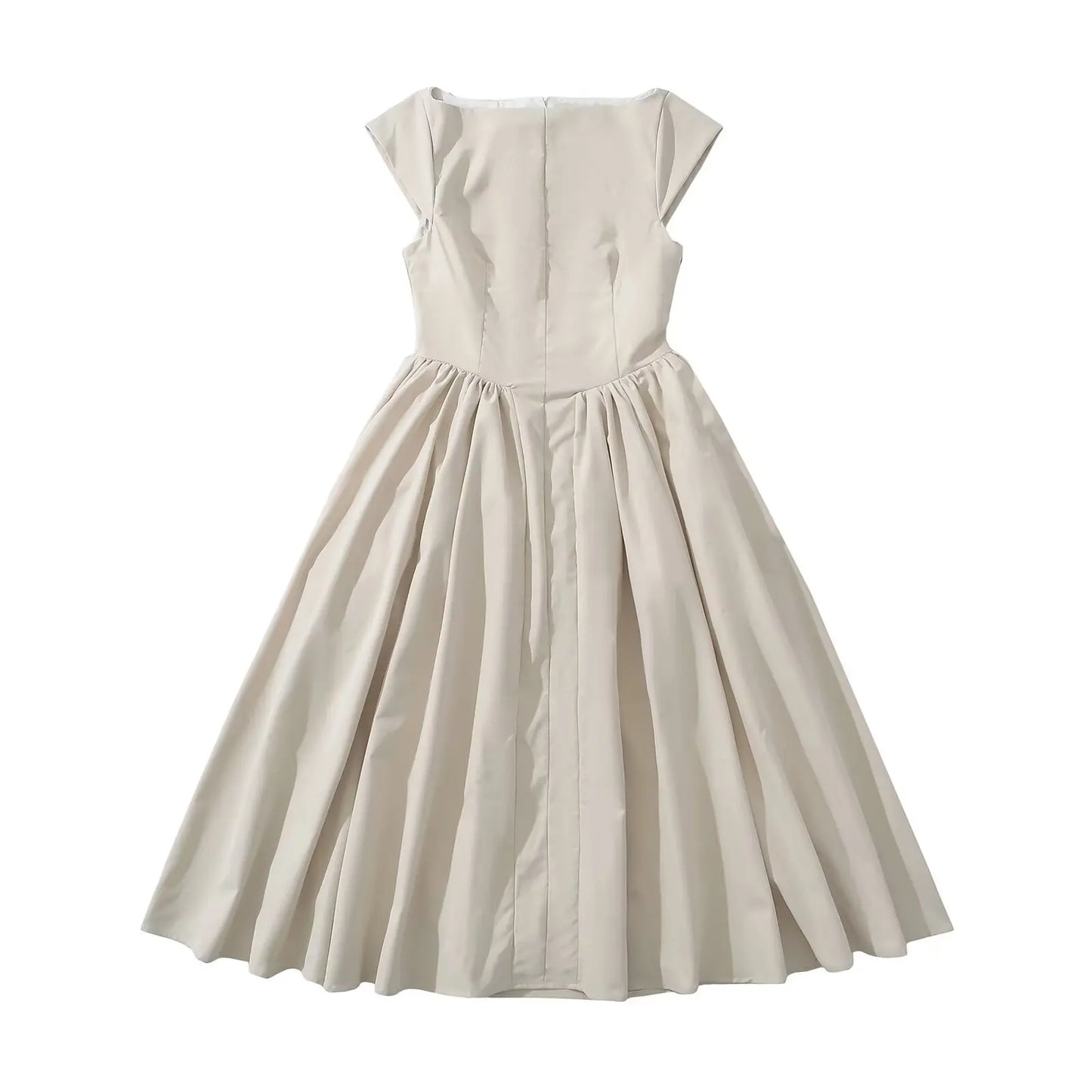 YENKYE High Street Women Sexy Backless Pleated Swing A-line Midi Dresses Short Sleeve Low Waist Elegant Party Dress Black Robe