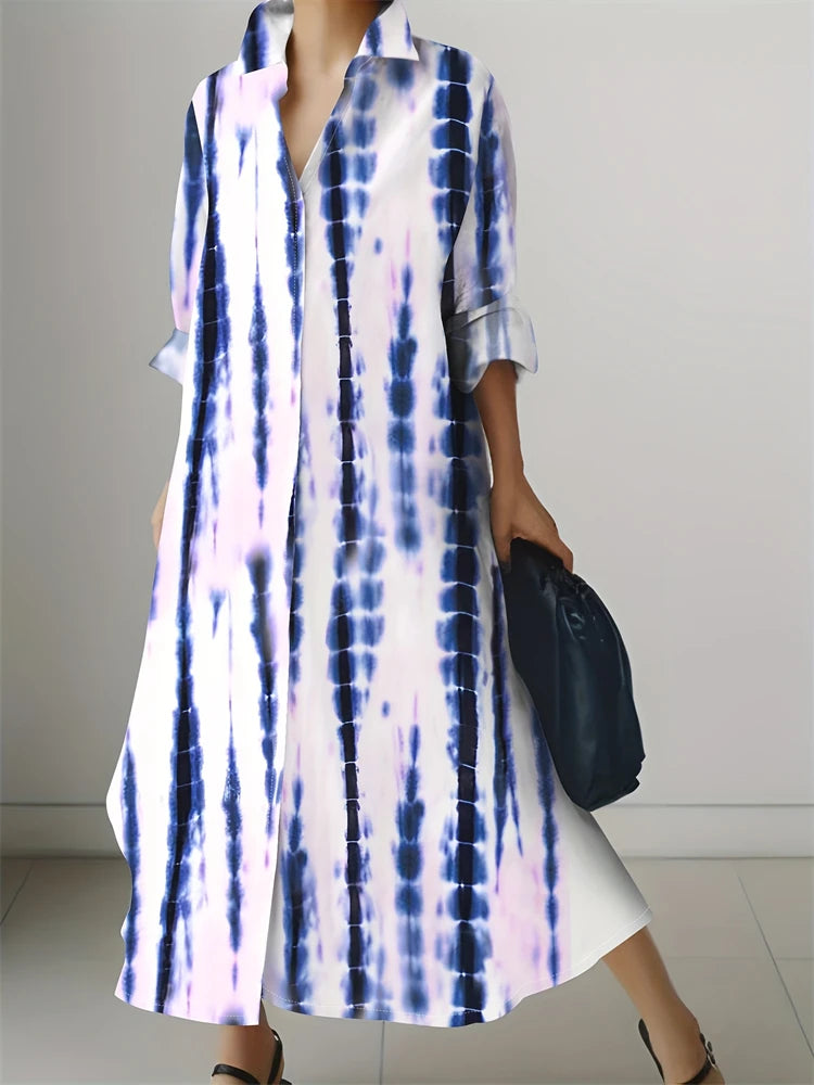 2024 Delicate Texture Ladies Autumn Long Cufflink Shirtdress Elegant Ladies Party Mid-length Dress New Women's Casual Home Wear