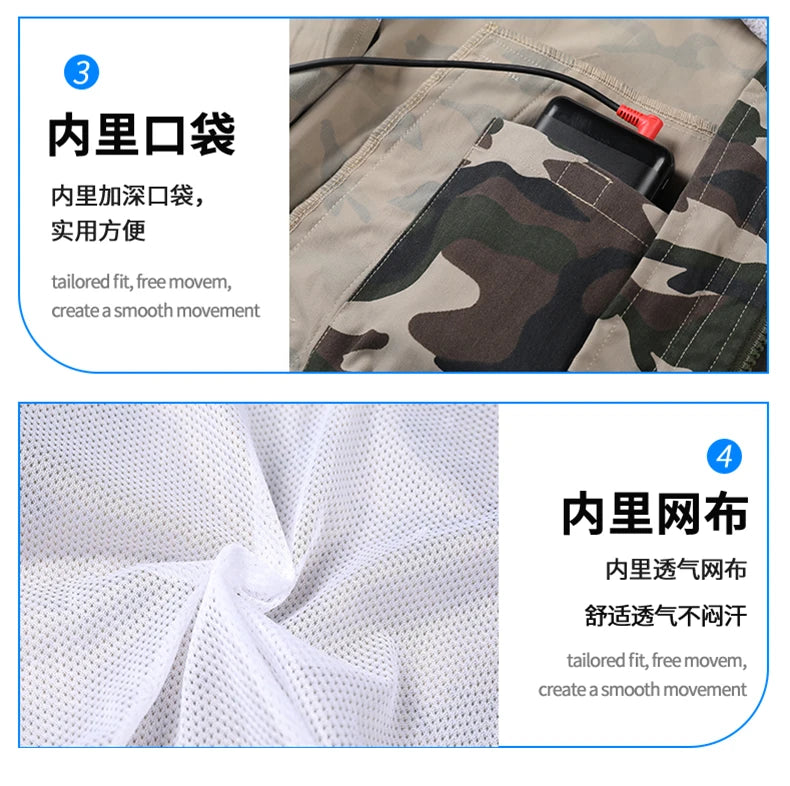 Clothes with fans in summer heatstroke prevention and cooling air conditioning men's clothing refrigeration work Outdoor Jacket