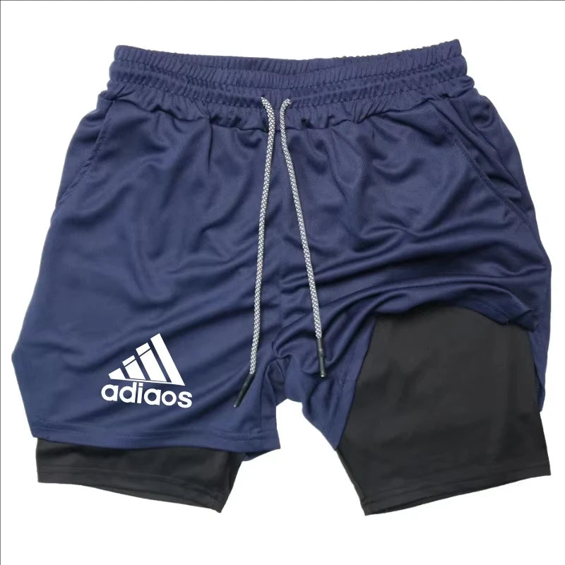 Men'S Compression Shorts Summer Gym Fitness Running Training Sports Shorts Two-In-One Mesh Breathable Quick-Drying Shorts
