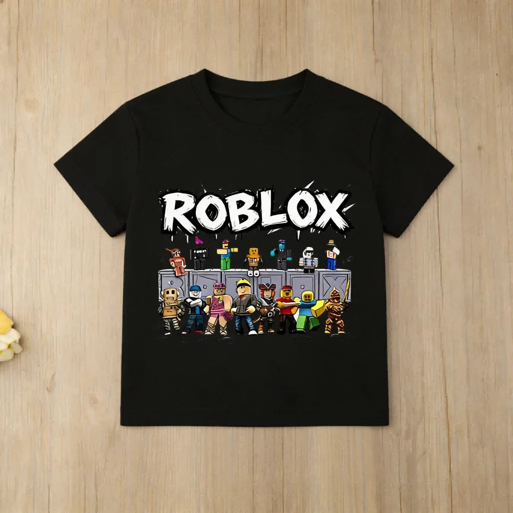 New Roblox Character Kids T-Shirt Boys Girls Short Sleeve Cotton Top Casual Game Fans Tee for Summer Daily Outfit Birthday Gift