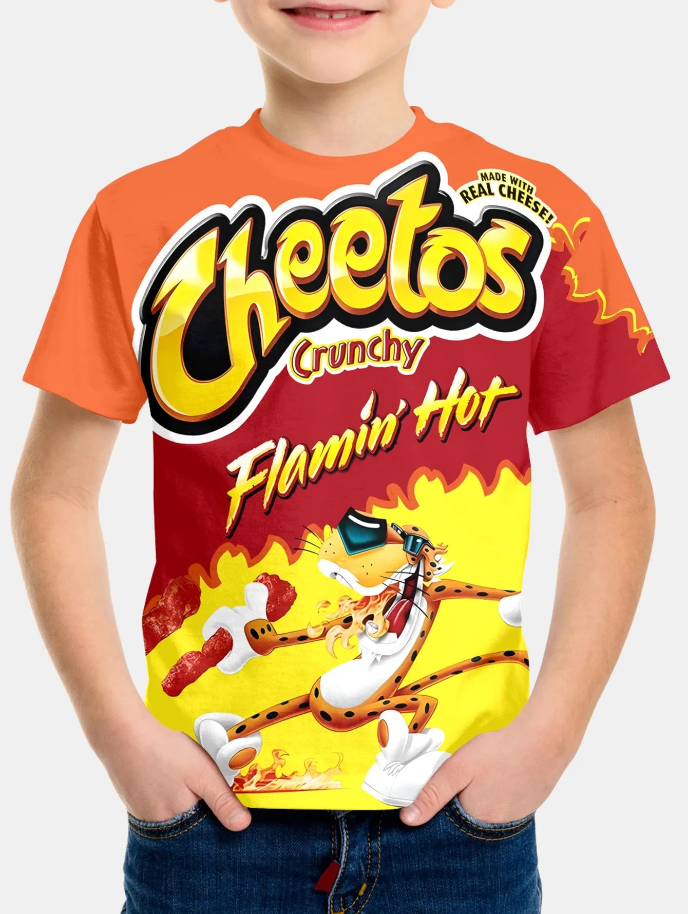 Creative Funny Chips 3d Printed Takis Customized Children Fashion T-Shirt Round Neck Short sleeve Boys Girls Kids Casual Tops