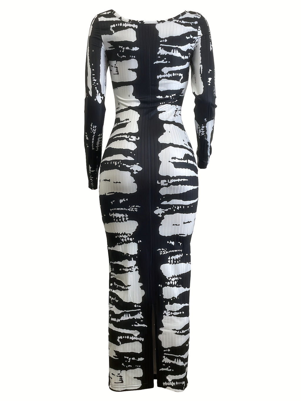 Women's Sexy Tie-Dye Jumpsuit Dress - Long Sleeve Wrap Around Skirt with U-Neck & Square Collar, Slim-Fit Midi Length, Black/White/Gray/Beige/Blue/Red/ Brown/ - All-Season Elegant party, office, everyday dress - Hand Wash or