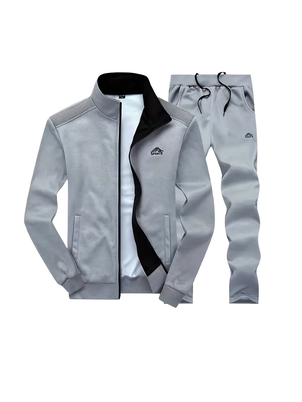 4pcs Set Of New Men'S Casual Sportswear for Autumn And Winter, Featuring A Stand Up Collar Jacket Paired with Casual Pants, with A Zipper Design And A Regular Silhouette, Suitable for Daily Casual Outdoor Activities, Sporty O