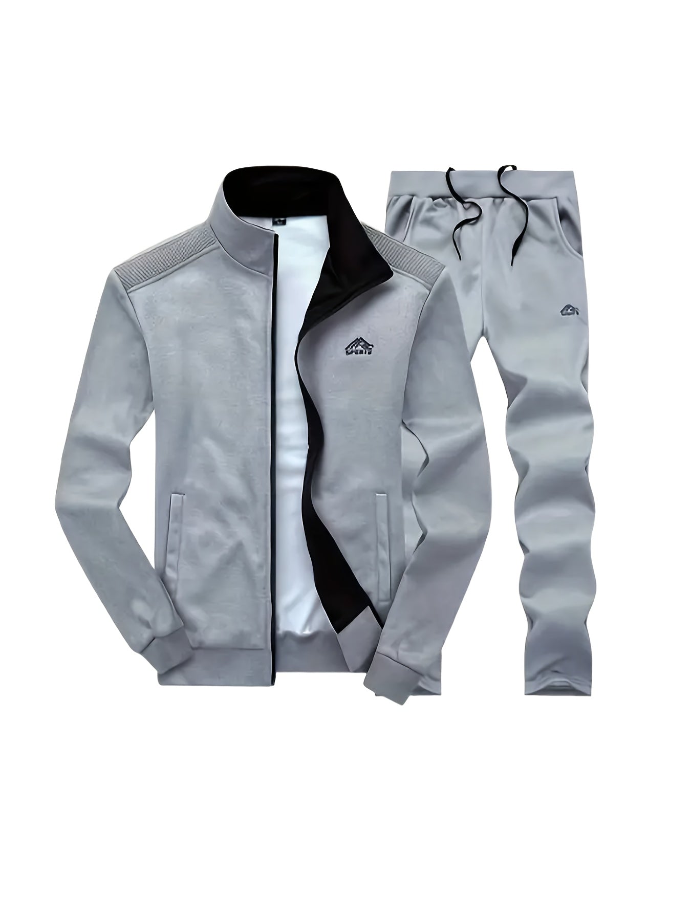 4pcs Set Of New Men'S Casual Sportswear for Autumn And Winter, Featuring A Stand Up Collar Jacket Paired with Casual Pants, with A Zipper Design And A Regular Silhouette, Suitable for Daily Casual Outdoor Activities, Sporty O