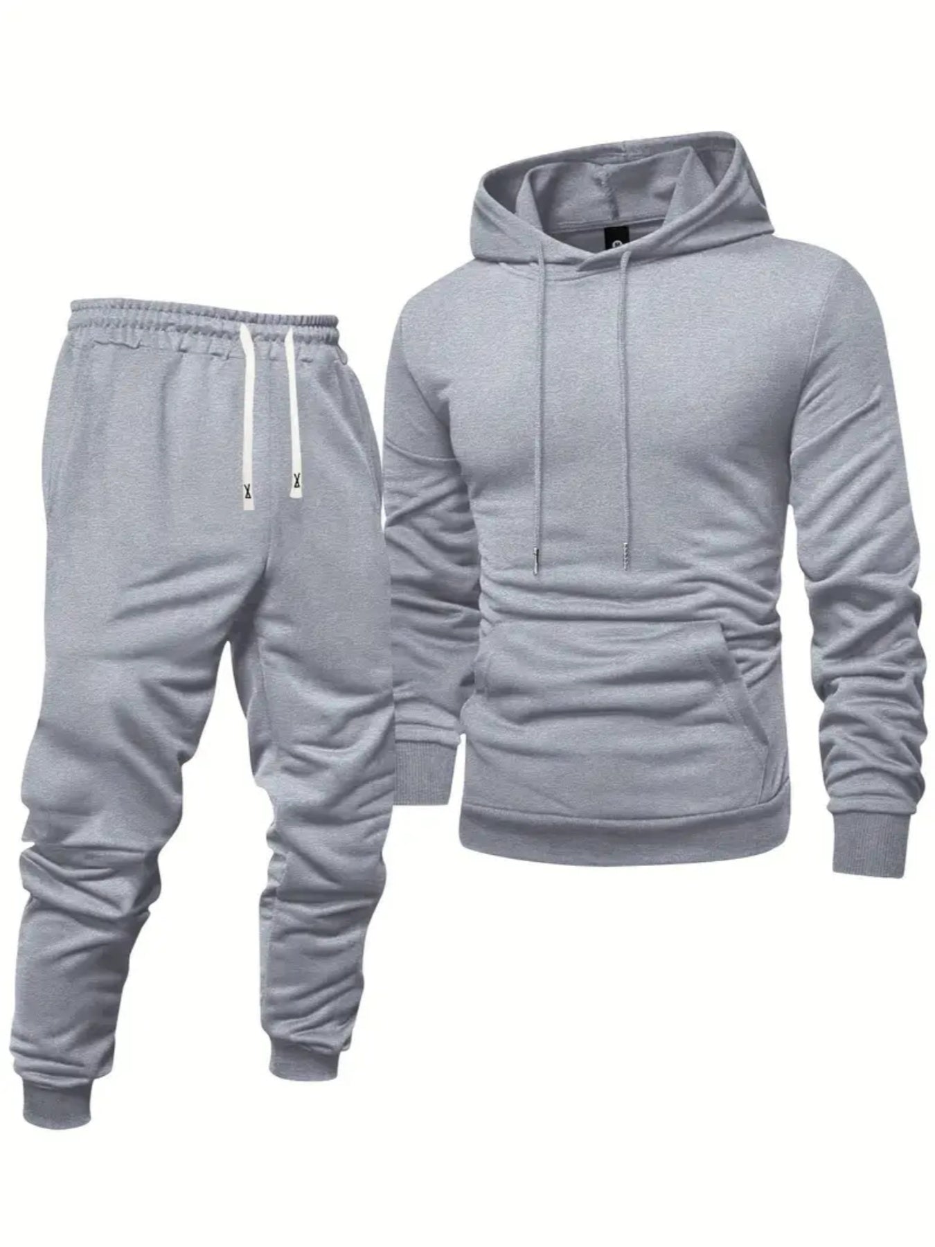 6pcs Men's Solid Color Hooded Sweatshirt & Jogger Pants Set - Thermal Matching Tracksuit with Pockets, Elastic Waistband for Gym, Outdoor, Yoga,, Winter/Spring/Autumn Training Suit (Casual Athleisure Wear)