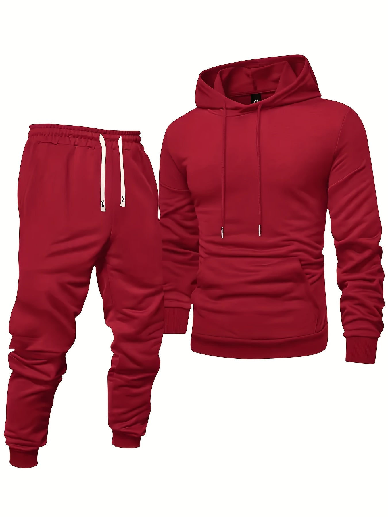 6pcs Men's Solid Color Hooded Sweatshirt & Jogger Pants Set - Thermal Matching Tracksuit with Pockets, Elastic Waistband for Gym, Outdoor, Yoga,, Winter/Spring/Autumn Training Suit (Casual Athleisure Wear)