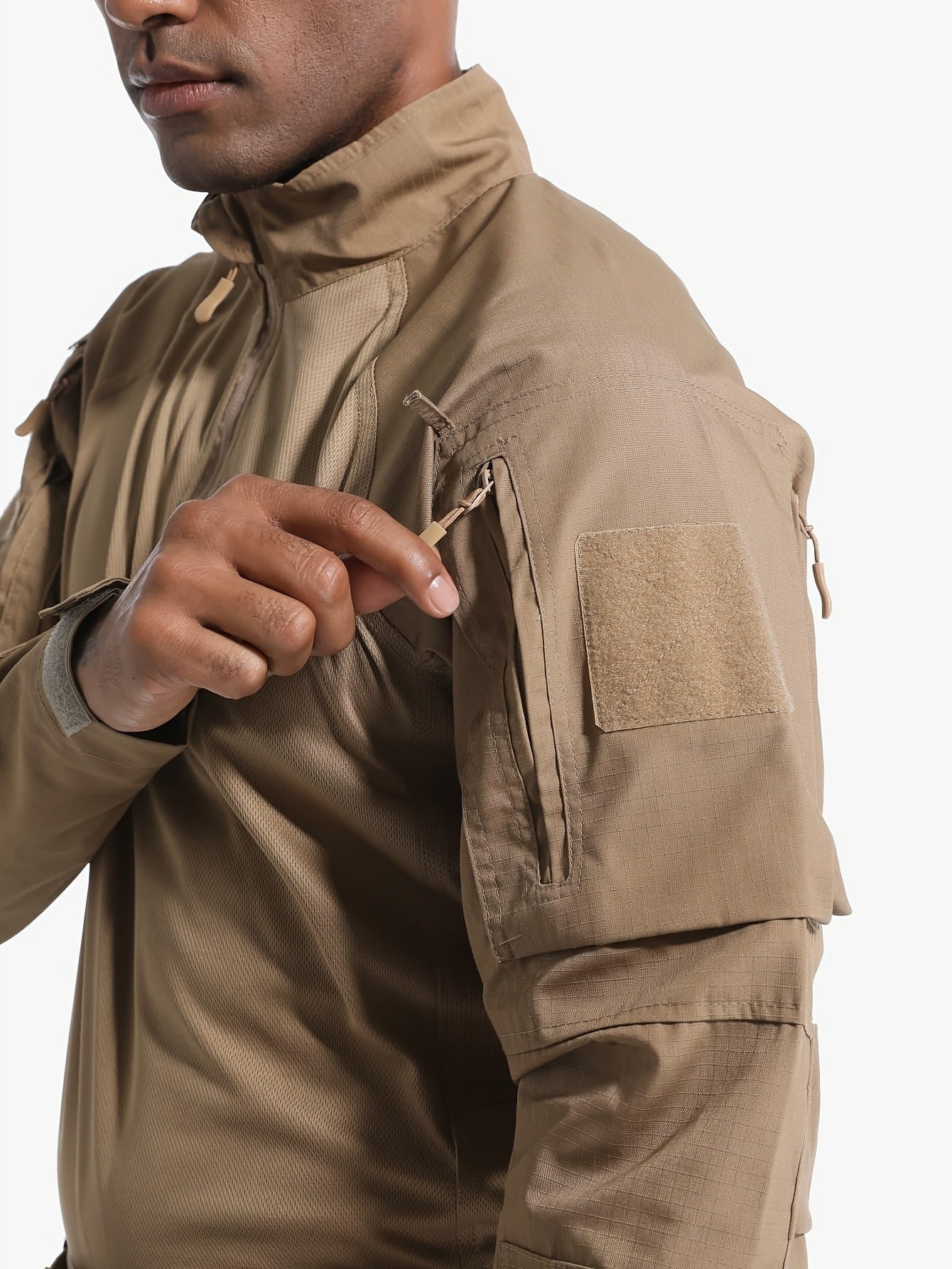 Men'S Tactical Clothing Long Sleeve Ripstop High Quality Clothing Combat Shirt and Pants Elbow Knee Pads with Zippered Compartments, Loose Fit All Season Hiking and Street Clothing - Machine Washable, No Strap Waist Belt, Tac