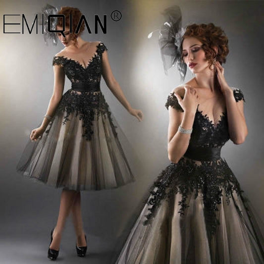 Black Lace Short Cocktail Semi Formal Dresses - keikeishopping