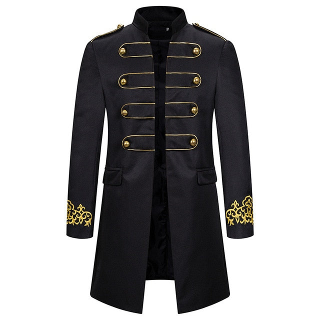 White Stand Collar Embroidery Blazer Men Military Dress Tuxedo Blazer Men Suit Jacket Nightclub Stage Cosplay Blazer Masculino - keikeishopping