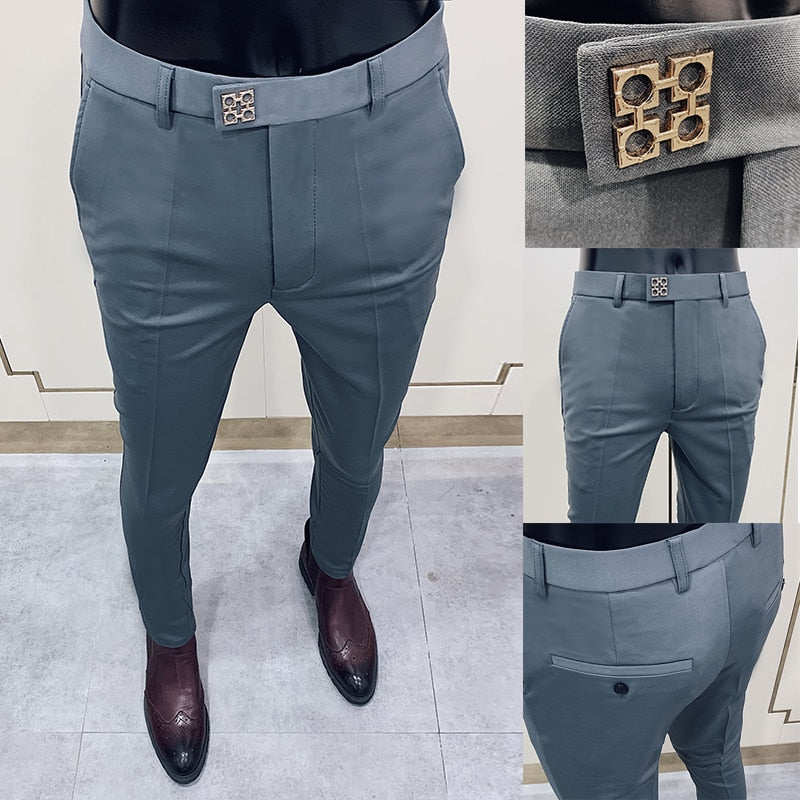Men's Suit Pants Fashion Business Casual Slim - keikeishopping