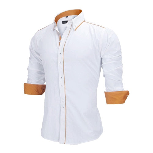 VISADA JAUNA Men Shirts Europe Size New Arrivals Slim Fit Male Shirt Solid Long Sleeve British Style Cotton Men's Shirt Office - keikeishopping