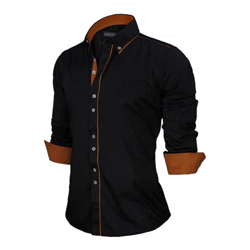 VISADA JAUNA Men Shirts Europe Size New Arrivals Slim Fit Male Shirt Solid Long Sleeve British Style Cotton Men's Shirt Office - keikeishopping