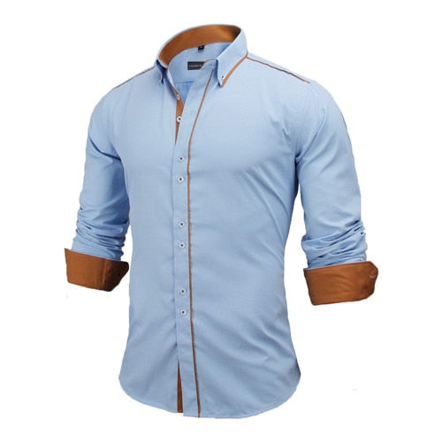 VISADA JAUNA Men Shirts Europe Size New Arrivals Slim Fit Male Shirt Solid Long Sleeve British Style Cotton Men's Shirt Office - keikeishopping
