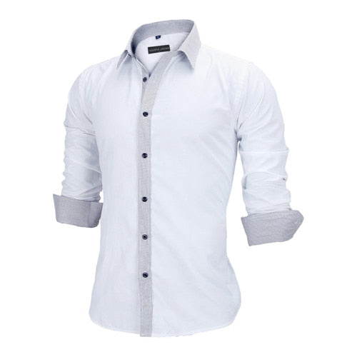 VISADA JAUNA Men Shirts Europe Size New Arrivals Slim Fit Male Shirt Solid Long Sleeve British Style Cotton Men's Shirt Office - keikeishopping