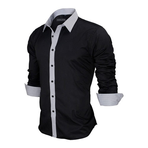 VISADA JAUNA Men Shirts Europe Size New Arrivals Slim Fit Male Shirt Solid Long Sleeve British Style Cotton Men's Shirt Office - keikeishopping