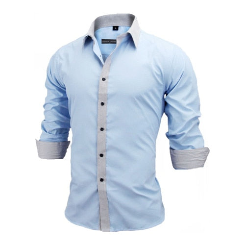 VISADA JAUNA Men Shirts Europe Size New Arrivals Slim Fit Male Shirt Solid Long Sleeve British Style Cotton Men's Shirt Office - keikeishopping
