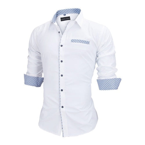VISADA JAUNA Men Shirts Europe Size New Arrivals Slim Fit Male Shirt Solid Long Sleeve British Style Cotton Men's Shirt Office - keikeishopping