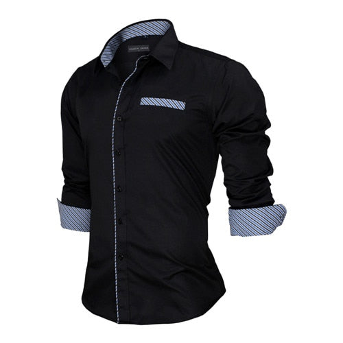 VISADA JAUNA Men Shirts Europe Size New Arrivals Slim Fit Male Shirt Solid Long Sleeve British Style Cotton Men's Shirt Office - keikeishopping