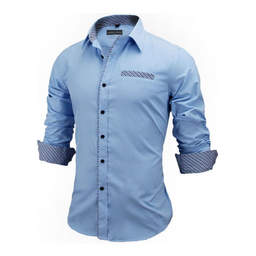 VISADA JAUNA Men Shirts Europe Size New Arrivals Slim Fit Male Shirt Solid Long Sleeve British Style Cotton Men's Shirt Office - keikeishopping