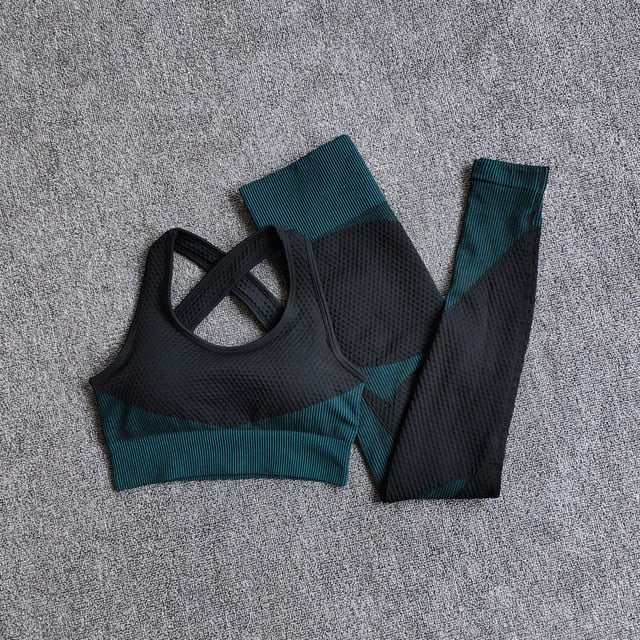 Women Fitness Sport Yoga Suit Seamless Women Yoga Sets Long Sleeve Yoga Clothing Female Sport Gym Suits Wear Running Clothes - keikeishopping