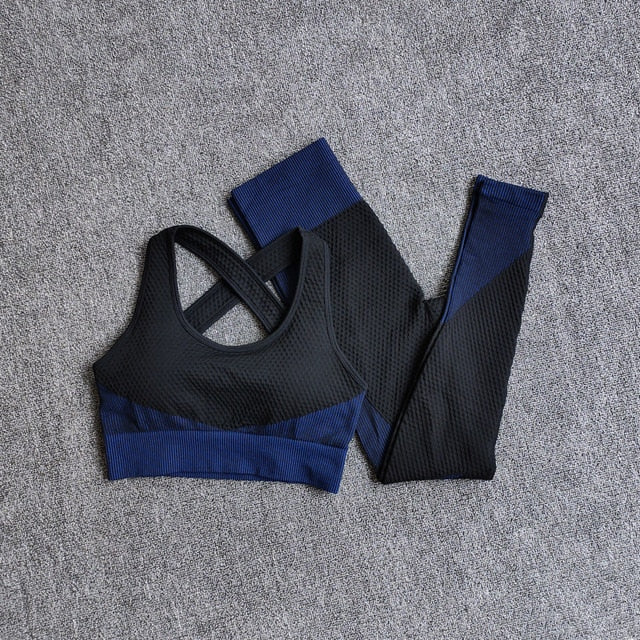 Women Fitness Sport Yoga Suit Seamless Women Yoga Sets Long Sleeve Yoga Clothing Female Sport Gym Suits Wear Running Clothes - keikeishopping