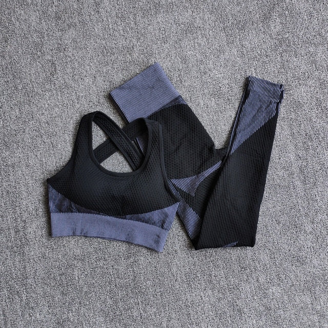 Women Fitness Sport Yoga Suit Seamless Women Yoga Sets Long Sleeve Yoga Clothing Female Sport Gym Suits Wear Running Clothes - keikeishopping