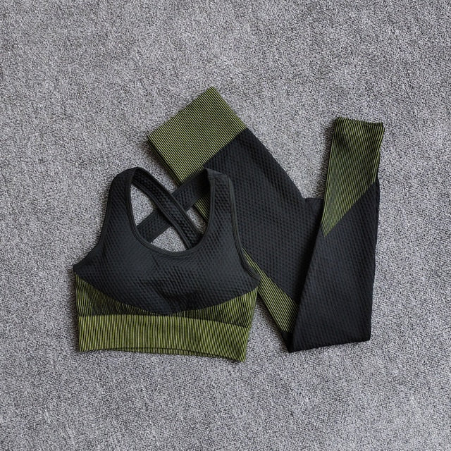 Women Fitness Sport Yoga Suit Seamless Women Yoga Sets Long Sleeve Yoga Clothing Female Sport Gym Suits Wear Running Clothes - keikeishopping