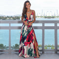 Women's Sling Floral Long Dresses arrival Summer Boho V-Neck Sleeveless  Party Beach Floarl Print  Maxi Dress Casual Sundress - keikeishopping