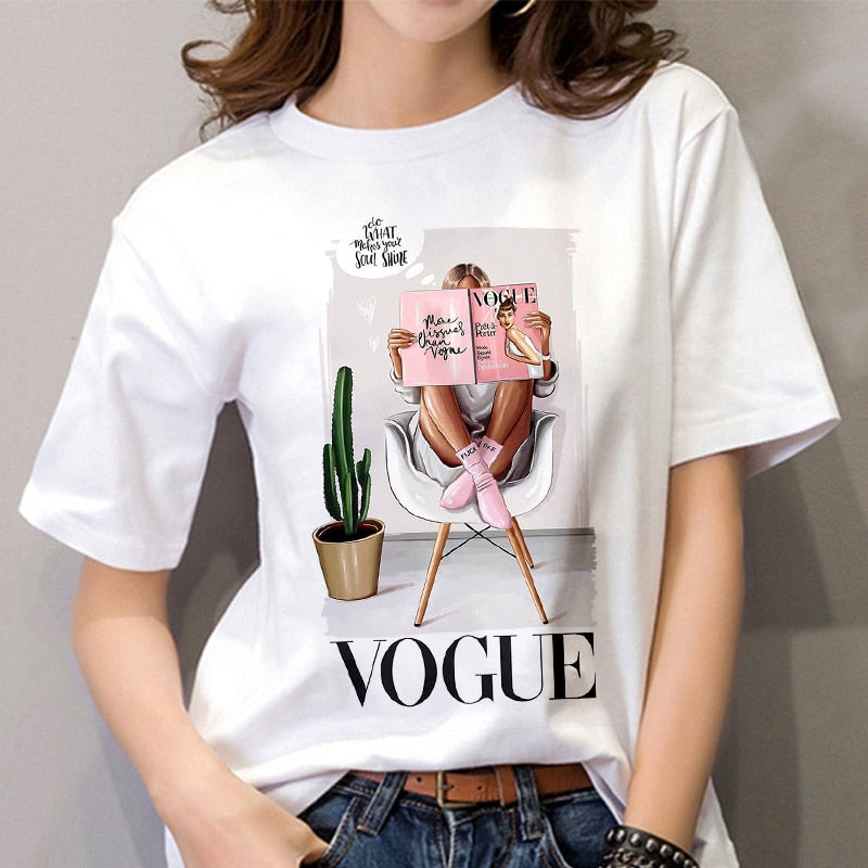 Women's VOGUE Printing T shirt - keikeishopping