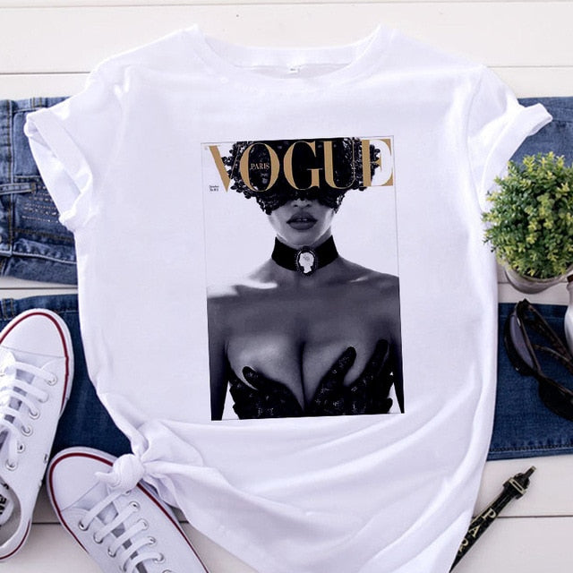 Women's VOGUE Printing T shirt - keikeishopping