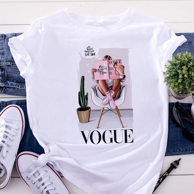 Women's VOGUE Printing T shirt - keikeishopping