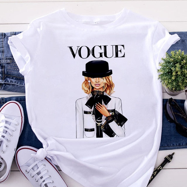 Women's VOGUE Printing T shirt - keikeishopping