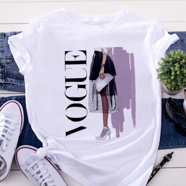 Women's VOGUE Printing T shirt - keikeishopping