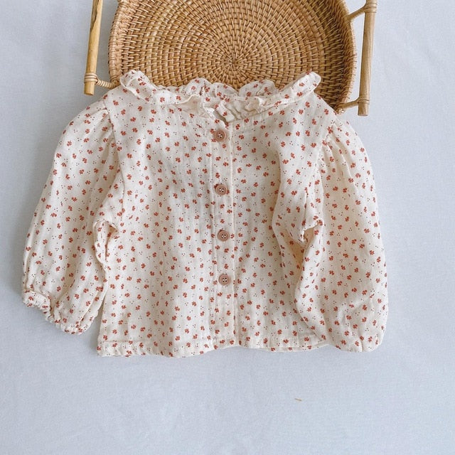 Vintage Baby Girl Overall Shirt Set Clothes Autumn Linen Girls Floral Blouss , Romper , Dress Newborn Baby Girls Strap Outfits - keikeishopping