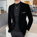 Gold Velvet Blazer High Quality Men Casual - keikeishopping