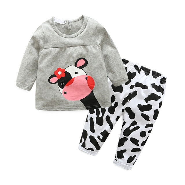Top and Top Fashion Cute Infant Newborn Baby Girl Clothes Hooded Sweatshirt Striped Pants 2pcs Outfit Cotton Baby Tracksuit Set - keikeishopping