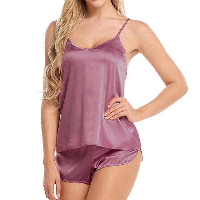 Women Pajama Sets Girl Silk Satin Pyjama Sleepwear Nightwear Loungewear Homewear Solid Comfortable Soft High Quality - keikeishopping