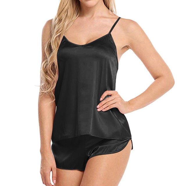Women Pajama Sets Girl Silk Satin Pyjama Sleepwear Nightwear Loungewear Homewear Solid Comfortable Soft High Quality - keikeishopping