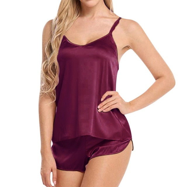 Women Pajama Sets Girl Silk Satin Pyjama Sleepwear Nightwear Loungewear Homewear Solid Comfortable Soft High Quality - keikeishopping