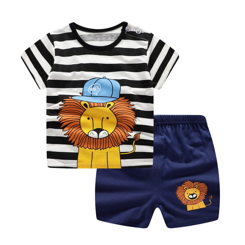 Unni-yun Casual Baby Kids Sport Clothing Plaid Lion Clothes Sets for Boys Costumes 100% Cotton Baby Clothes 6M -4 Years Old - keikeishopping