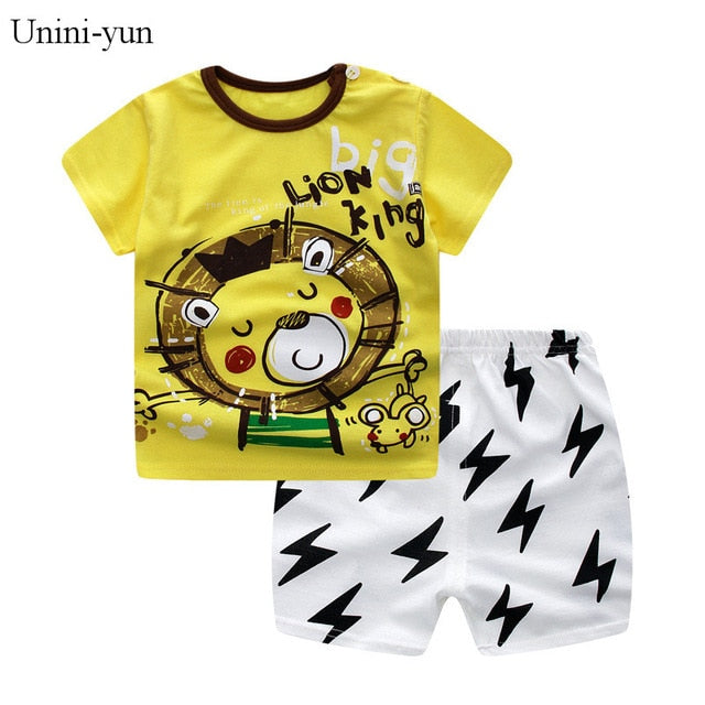 Unni-yun Casual Baby Kids Sport Clothing Plaid Lion Clothes Sets for Boys Costumes 100% Cotton Baby Clothes 6M -4 Years Old - keikeishopping