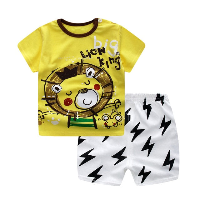 Unni-yun Casual Baby Kids Sport Clothing Plaid Lion Clothes Sets for Boys Costumes 100% Cotton Baby Clothes 6M -4 Years Old - keikeishopping
