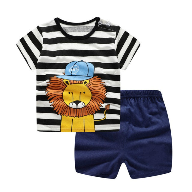 Unni-yun Casual Baby Kids Sport Clothing Plaid Lion Clothes Sets for Boys Costumes 100% Cotton Baby Clothes 6M -4 Years Old - keikeishopping