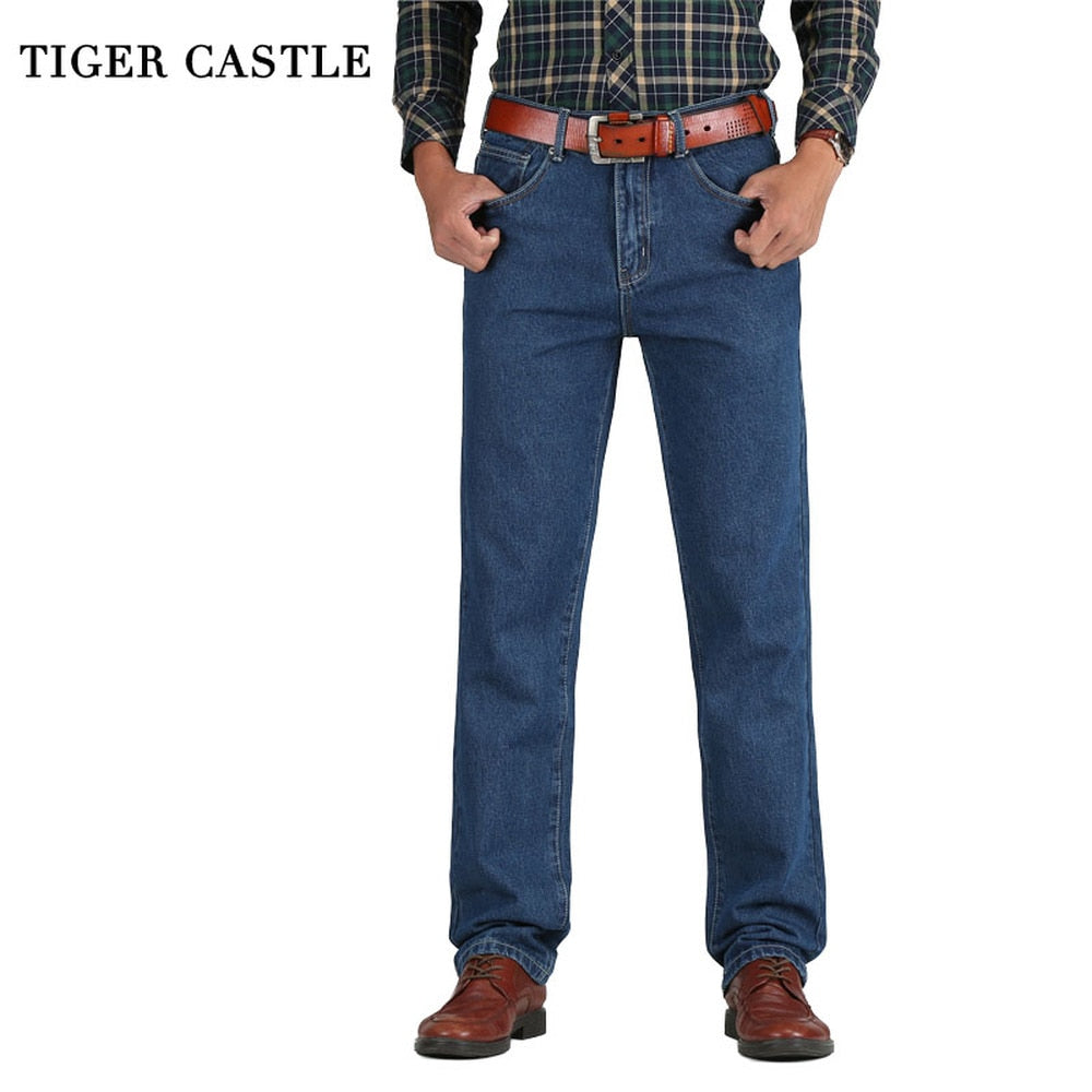 Men Cotton Straight Classic Jeans - keikeishopping