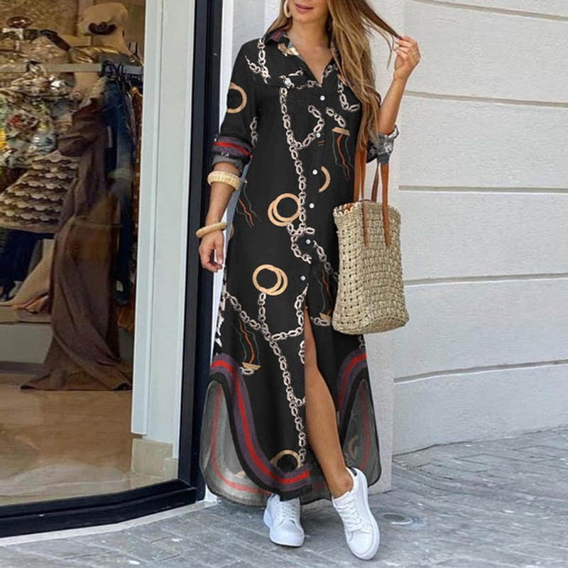 Women Long Sleeve Shirt Party Dresses - keikeishopping