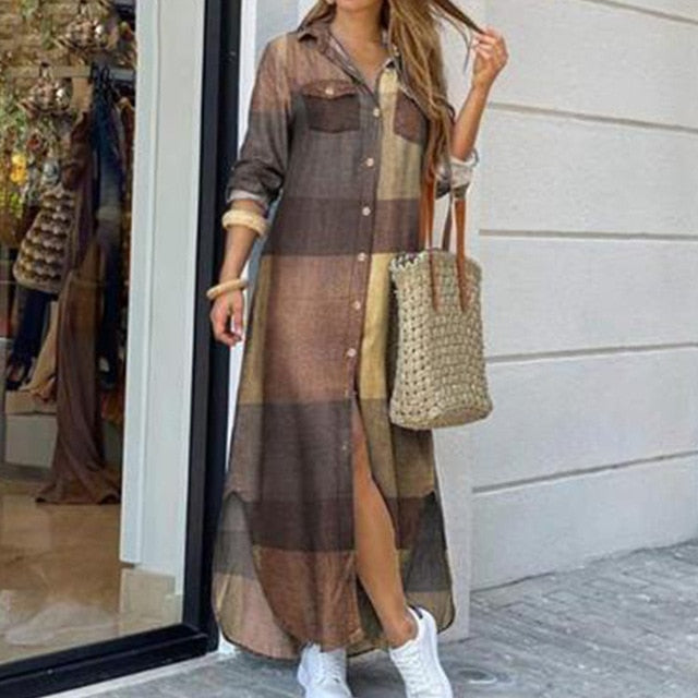 Women Long Sleeve Shirt Party Dresses - keikeishopping